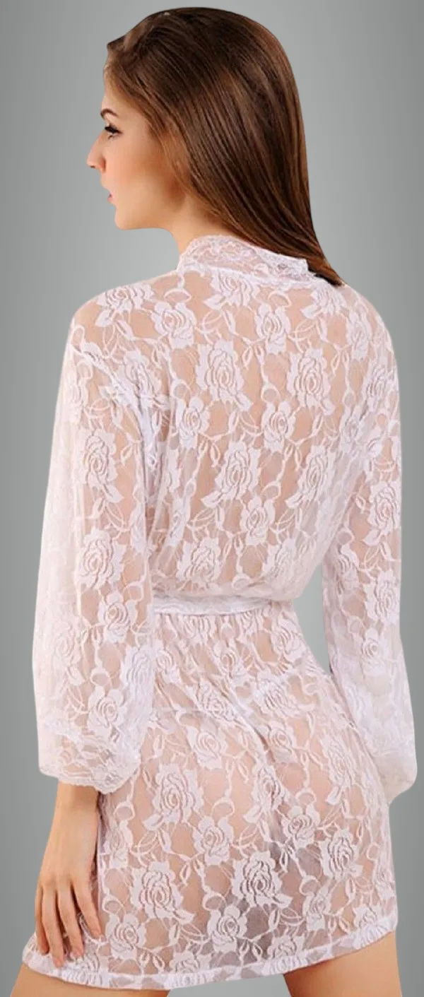 White_Lace_Net_Self_Design_Babydoll_Lingerie_For_Women