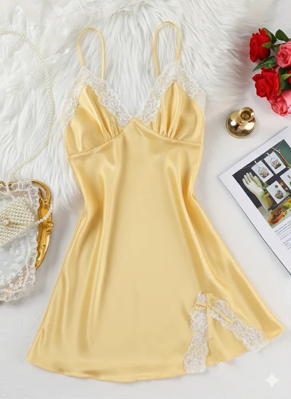 Yellow_Satin_&_Lace_Self_Design_Babydoll_Lingerie_For_Women