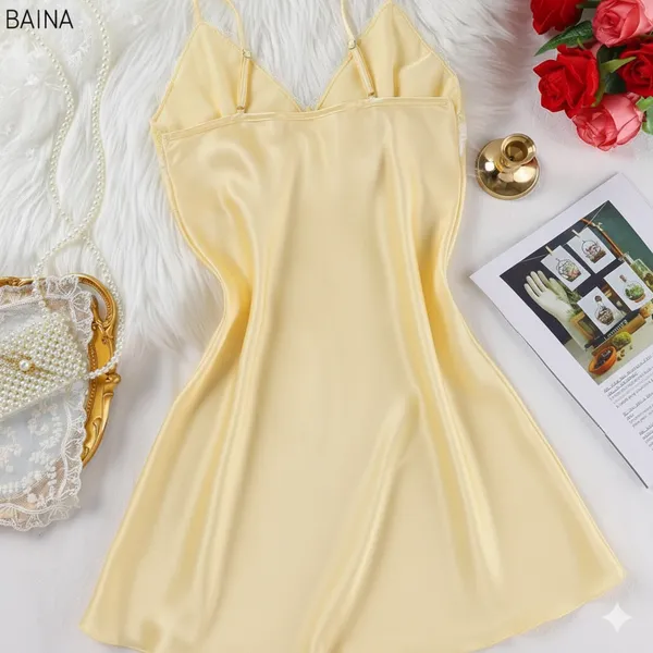 Yellow_Satin_&_Lace_Self_Design_Babydoll_Lingerie_For_Women