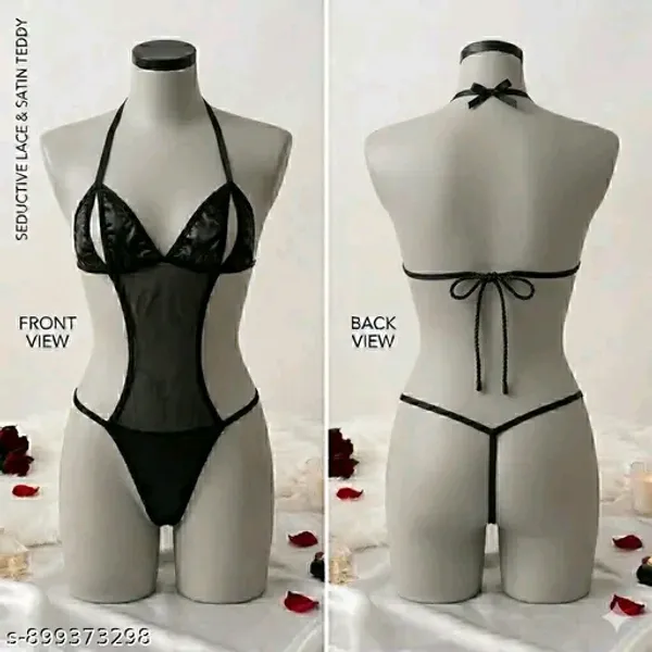 Women’s_Black_Sheer_Mesh_&_Satin_Babydoll_Bodysuit_|_Sexy_Lingerie_One-Piece_Nightwear