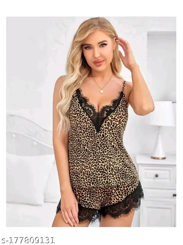 Women's_Leopard_Print_Spaghetti_Strap_Cami_&_Shorts_Nightsuit_with_Lace_Trim_(Pack_of_1)__Leopard_Print_Lace_Trimmed_Women's_Cami_and_Shorts_Pyjama_Set_-_Comfortable_Sleepwear__Animal_Print_Slip_Cami_&_Lace_Detailed_Shorts_Set_-_Women's_Loungewear__Lace_Trim_Leopard_Print_Women's_Nightwear_Camisole_&_Shorts_Combo
