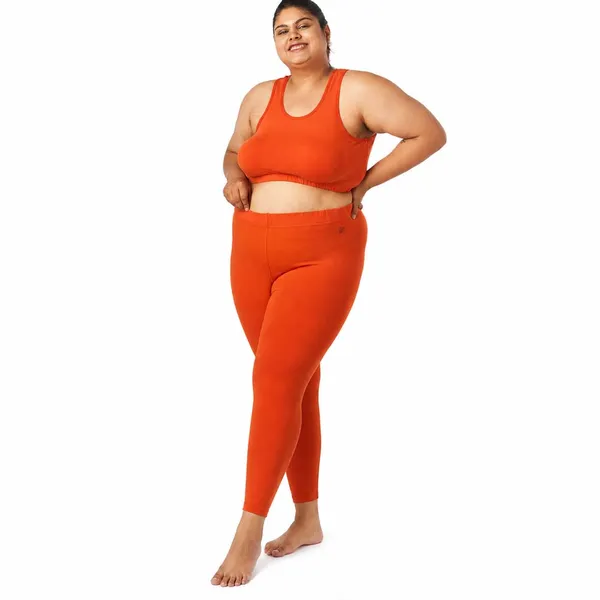 Bright_Orange_Ankle_Leggings_Cotton_For_Women