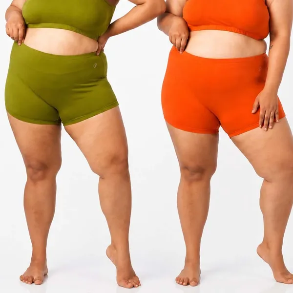 Leaf_Green_And_Orange_Boxer_Shorts_Cotton_For_Women