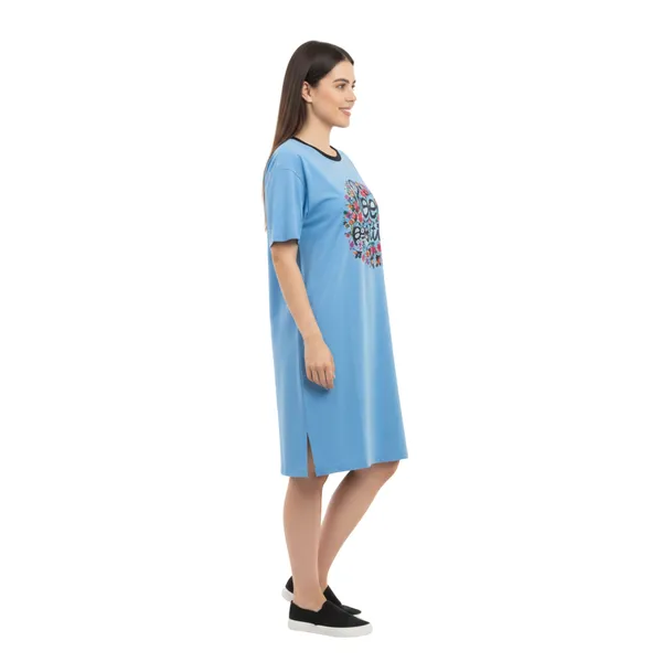 Bigtees_Women'S_Oversized_Printed_T-Shirt_Dress_|_Casual_Cotton_Nighty_Dress_|_Half_Sleeve_Knee_Length_Lounge_Wear_|_Sizes_L_To_8Xl