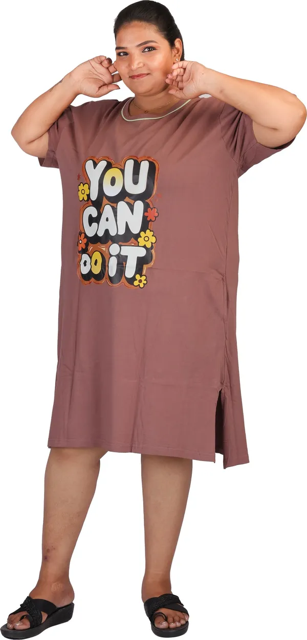 Bigtees_Women'S_Oversized_Printed_T-Shirt_Dress_|_Casual_Cotton_Nighty_Dress_|_Half_Sleeve_Knee_Length_Lounge_Wear_|_Sizes_L_To_8Xl