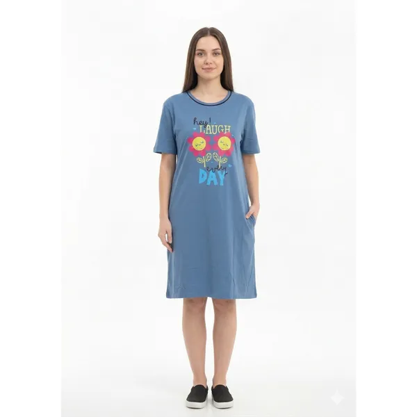 Bigtees_Women'S_Oversized_Printed_T-Shirt_Dress_|_Casual_Cotton_Nighty_Dress_|_Half_Sleeve_Knee_Length_Lounge_Wear_|_Sizes_L_To_8Xl