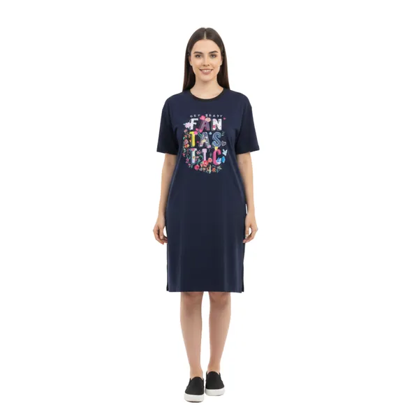 Bigtees_Women'S_Oversized_Printed_T-Shirt_Dress_|_Casual_Cotton_Nighty_Dress_|_Half_Sleeve_Knee_Length_Lounge_Wear_|_Sizes_L_To_8Xl
