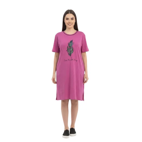 Bigtees_Women'S_Oversized_Printed_T-Shirt_Dress_|_Casual_Cotton_Nighty_Dress_|_Half_Sleeve_Knee_Length_Lounge_Wear_|_Sizes_L_To_8Xl