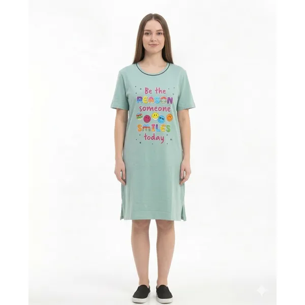 Bigtees_Women'S_Oversized_Printed_T-Shirt_Dress_|_Casual_Cotton_Nighty_Dress_|_Half_Sleeve_Knee_Length_Lounge_Wear_|_Sizes_L_To_8Xl
