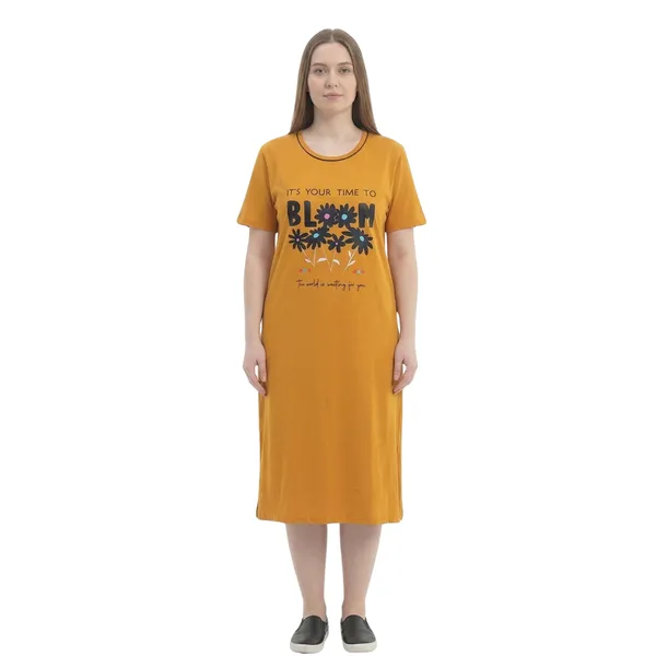 Bigtees_Women'S_Oversized_Printed_T-Shirt_Dress_|_Casual_Cotton_Nighty_Dress_|_Half_Sleeve_Knee_Length_Lounge_Wear_|_Sizes_L_To_8Xl