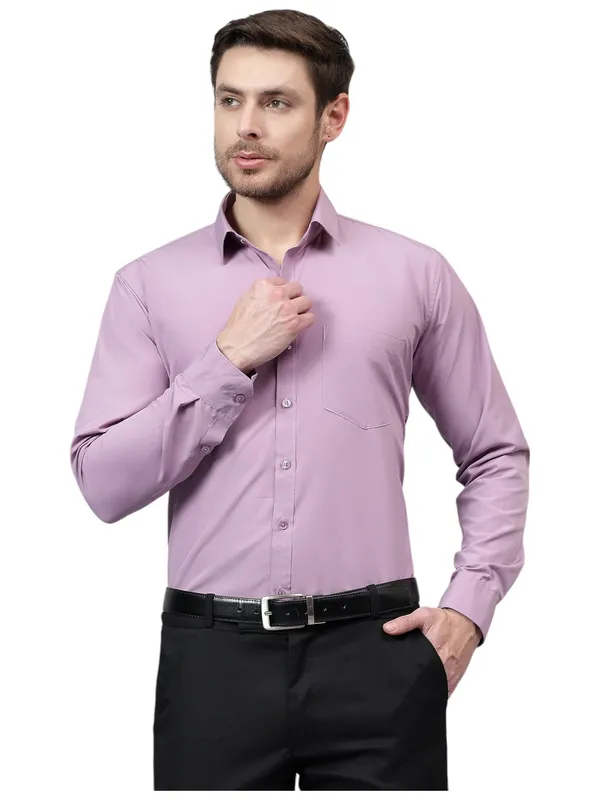 Lavender_Slim_Fit_Solid_Spread_Collar_Full_Sleeve_Rich_Cotton_Formal_Shirt_For_Men