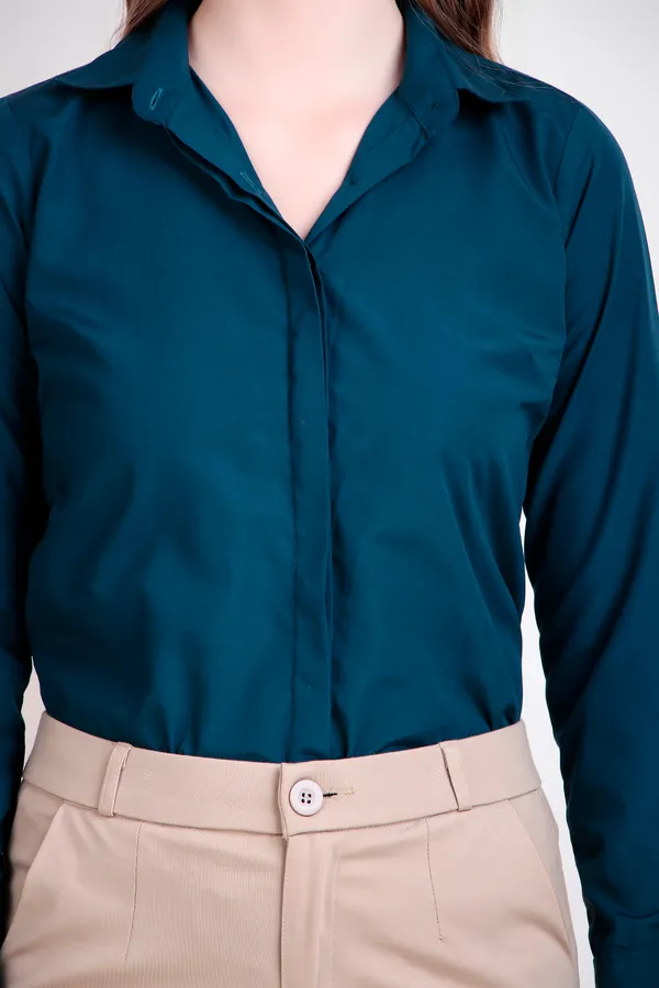Peacock_Blue_Regular_Fit_Solid_Spread_Collar_Full_Sleeve_Rich_Cotton_Shirt_For_Women
