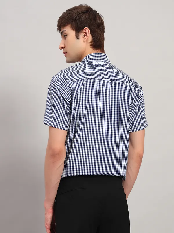Blue_And_White_Slim_Fit_Checked_Spread_Collar_Half_Sleeve_Cotton_Formal_Shirt_For_Men