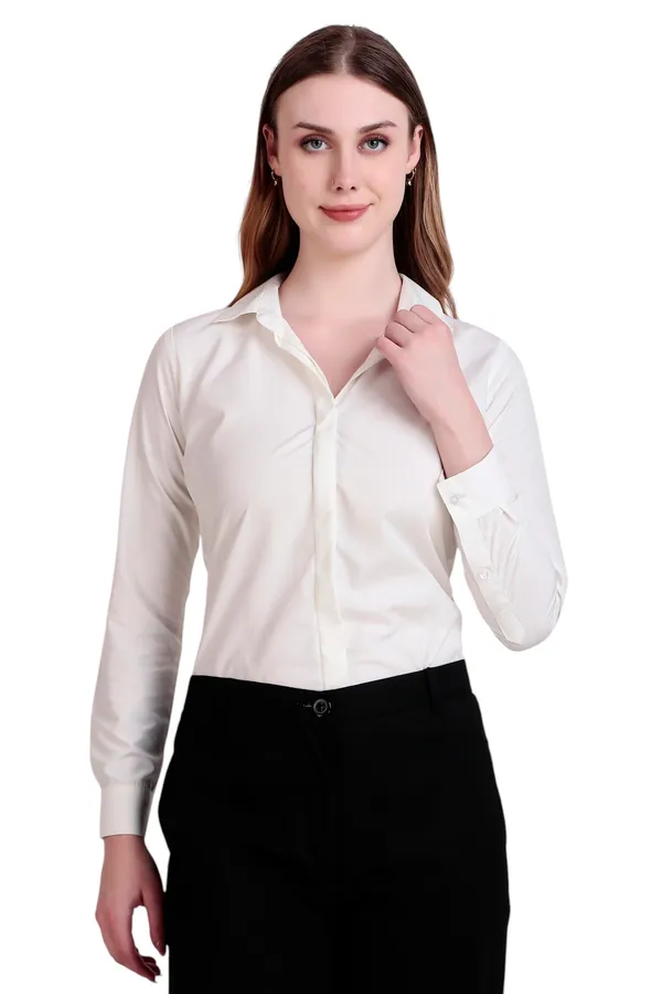 Cream_Regular_Fit_Solid_Spread_Collar_Full_Sleeve_Rich_Cotton_Shirt_For_Women