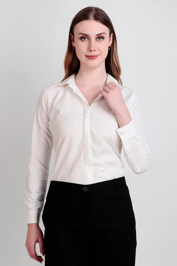 Cream_Regular_Fit_Solid_Spread_Collar_Full_Sleeve_Rich_Cotton_Shirt_For_Women
