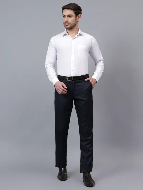 White_Slim_Fit_Solid_Spread_Collar_Full_Sleeve_Rich_Cotton_Formal_Shirt_For_Men