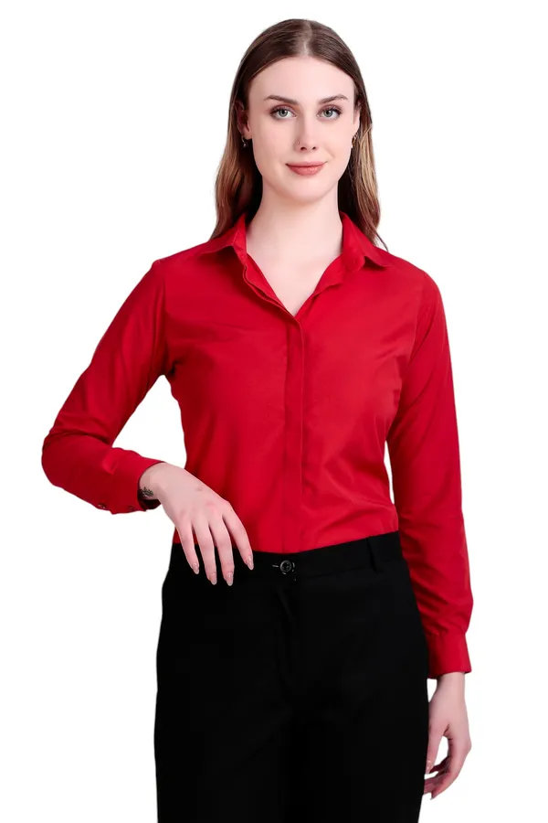 Red_Regular_Fit_Solid_Spread_Collar_Full_Sleeve_Rich_Cotton_Shirt_For_Women