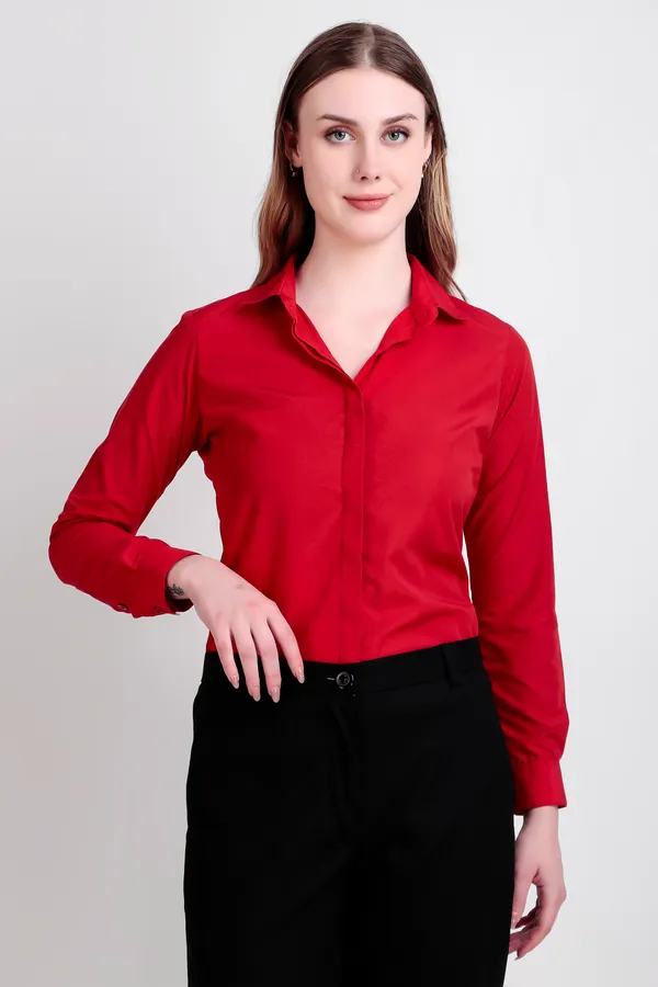 Red_Regular_Fit_Solid_Spread_Collar_Full_Sleeve_Rich_Cotton_Shirt_For_Women