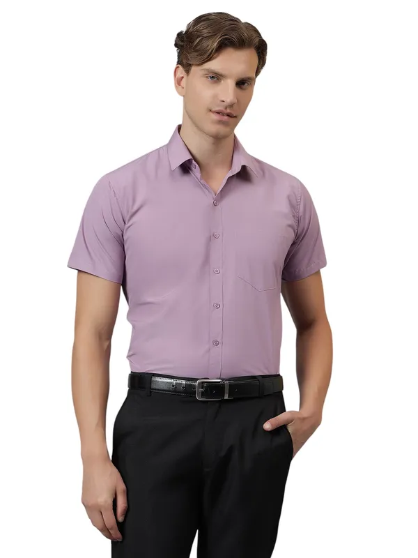 Lavender_Slim_Fit_Solid_Spread_Collar_Half_Sleeve_Formal_Shirt_For_Men