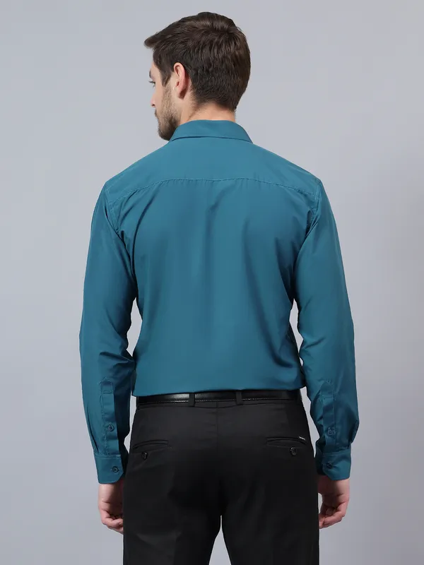 Teal_Blue_Slim_Fit_Solid_Spread_Collar_Full_Sleeve_Rich_Cotton_Formal_Shirt_For_Men