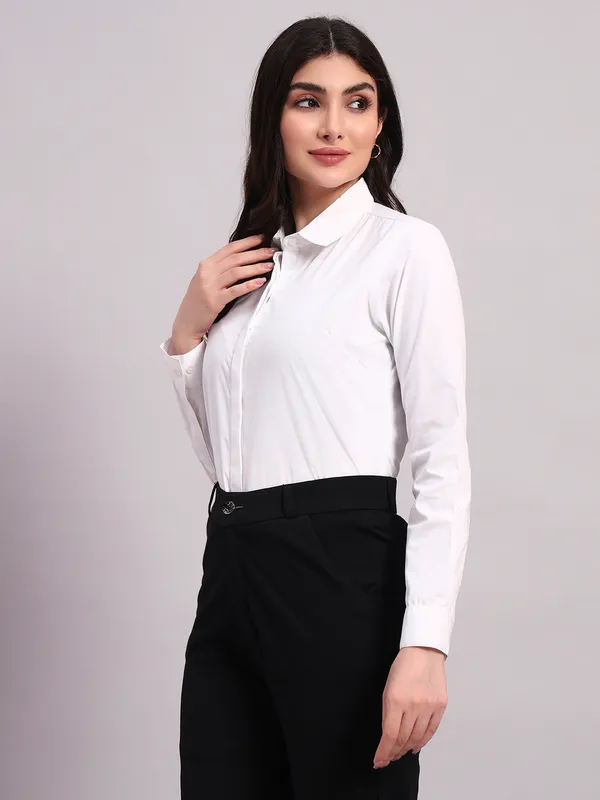 White_Solid_Formal_Shirt_For_Women