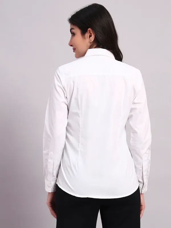 White_Solid_Formal_Shirt_For_Women
