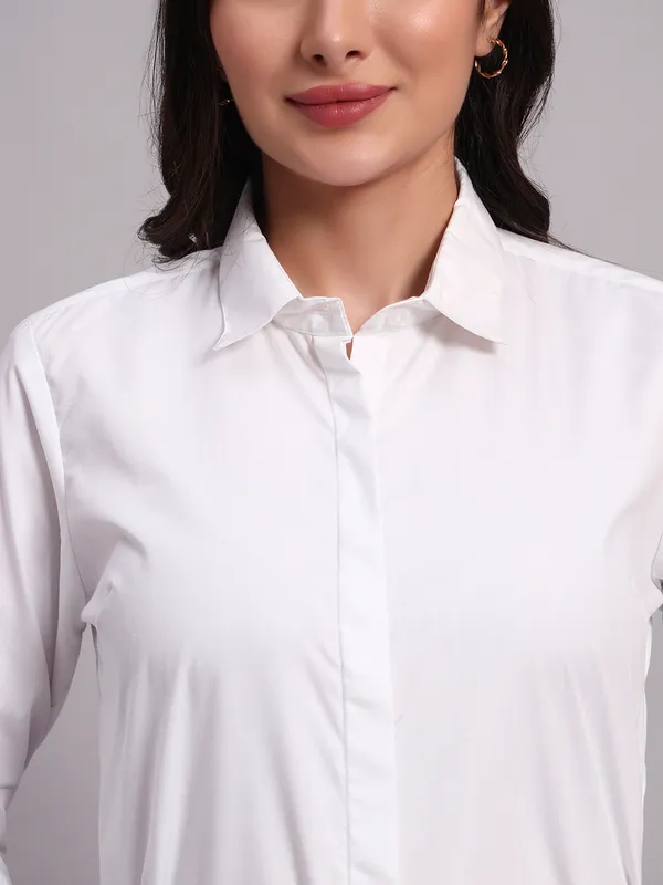 White_Solid_Formal_Shirt_For_Women