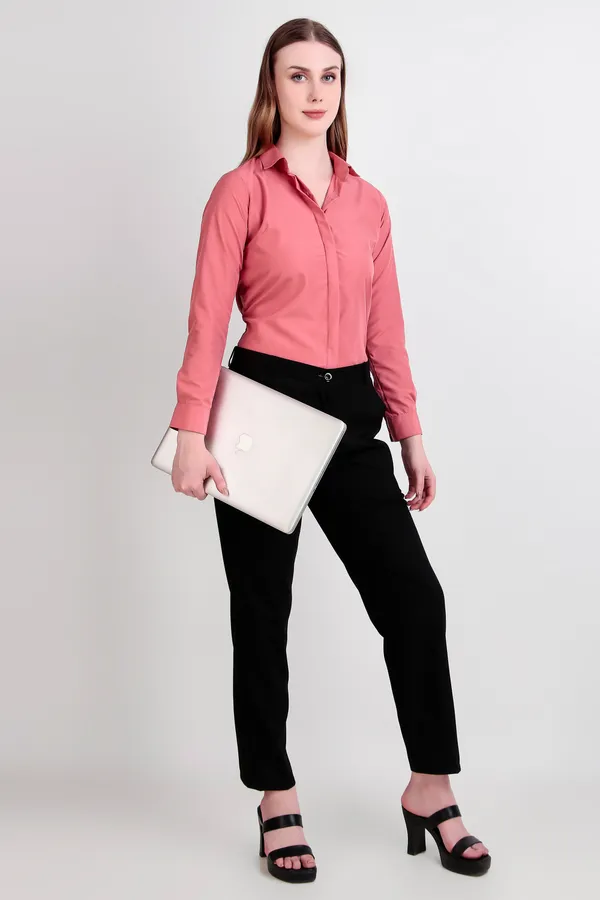 Coral_Regular_Fit_Solid_Spread_Collar_Full_Sleeve_Rich_Cotton_Shirt_For_Women
