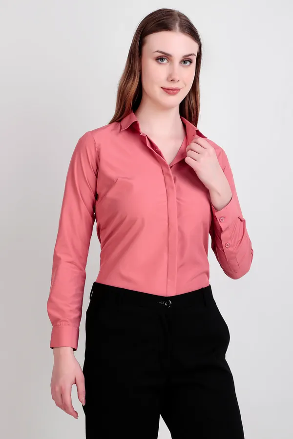 Coral_Regular_Fit_Solid_Spread_Collar_Full_Sleeve_Rich_Cotton_Shirt_For_Women