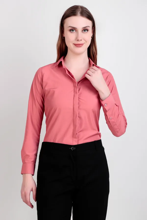 Coral_Regular_Fit_Solid_Spread_Collar_Full_Sleeve_Rich_Cotton_Shirt_For_Women