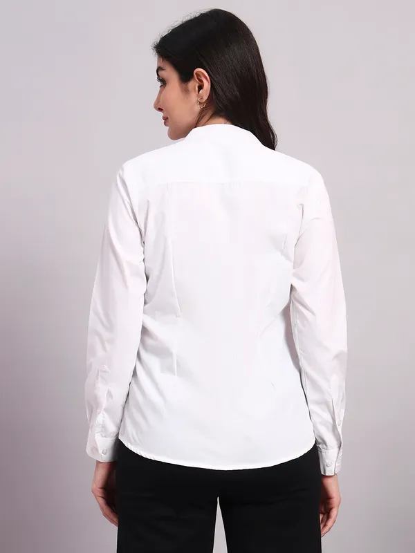 White_Solid_Formal_Shirt_For_Women