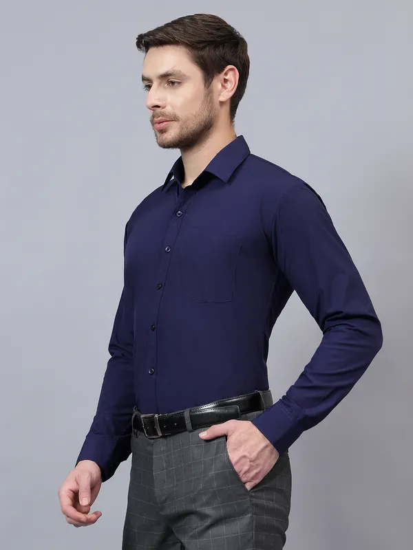 Navy_Blue_Slim_Fit_Solid_Spread_Collar_Full_Sleeve_Rich_Cotton_Formal_Shirt_For_Men
