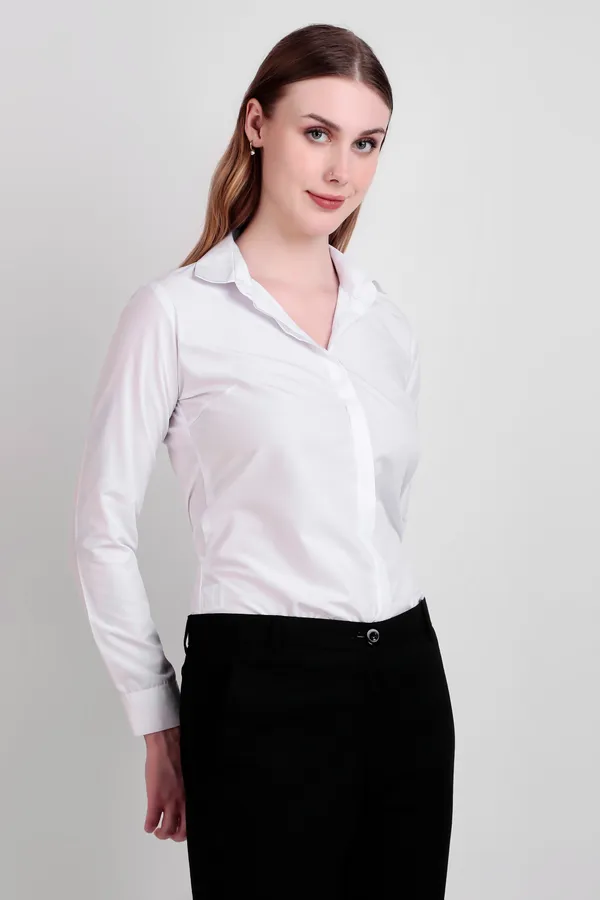 White_Regular_Fit_Solid_Spread_Collar_Full_Sleeve_Rich_Cotton_Shirt_For_Women