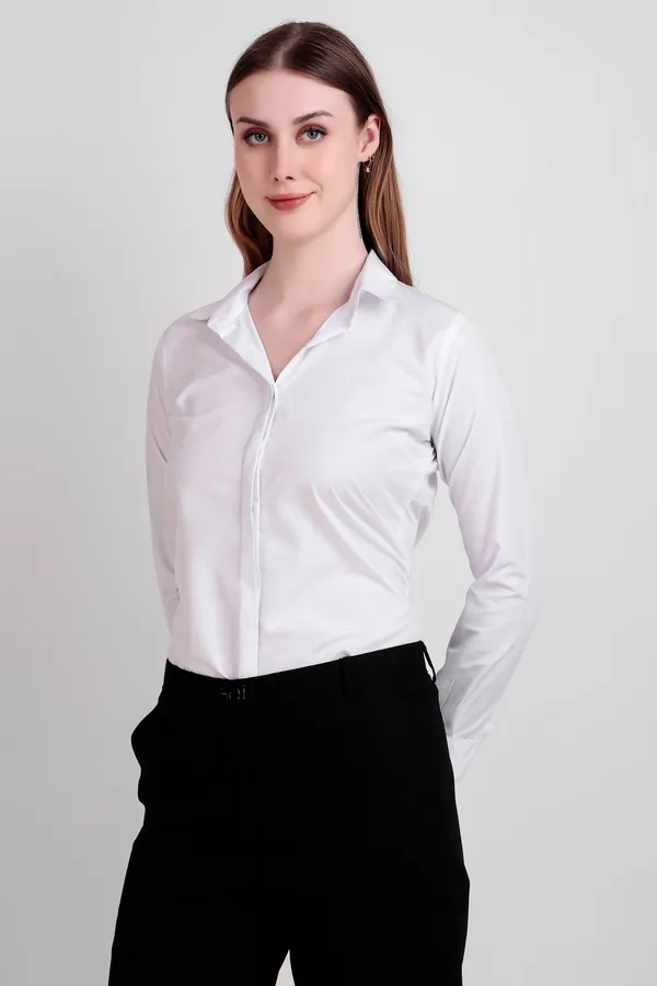 White_Regular_Fit_Solid_Spread_Collar_Full_Sleeve_Rich_Cotton_Shirt_For_Women