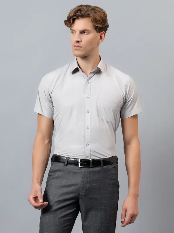 Grey_Slim_Fit_Solid_Spread_Collar_Half_Sleeve_Formal_Shirt_For_Men
