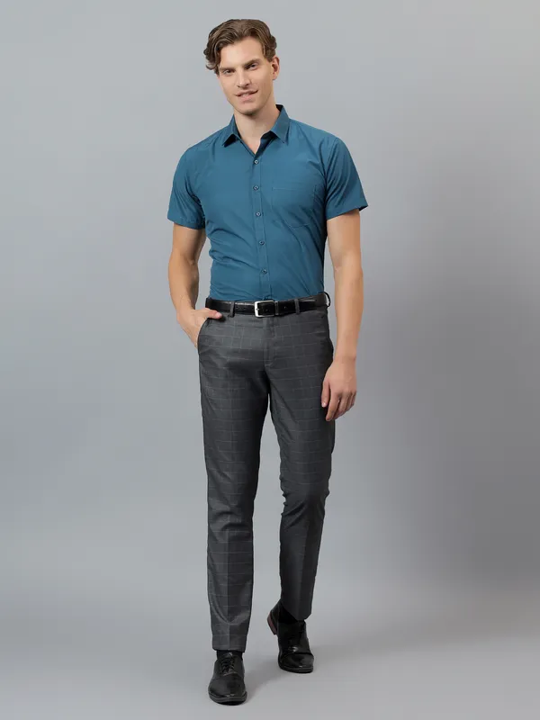 Teal_Blue_Slim_Fit_Solid_Spread_Collar_Half_Sleeve_Formal_Shirt_For_Men