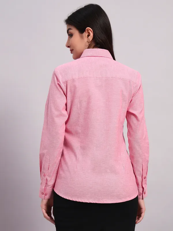 Pink_New_Slim_Fit_Spread_Collar_Formal_Shirt_For_Women