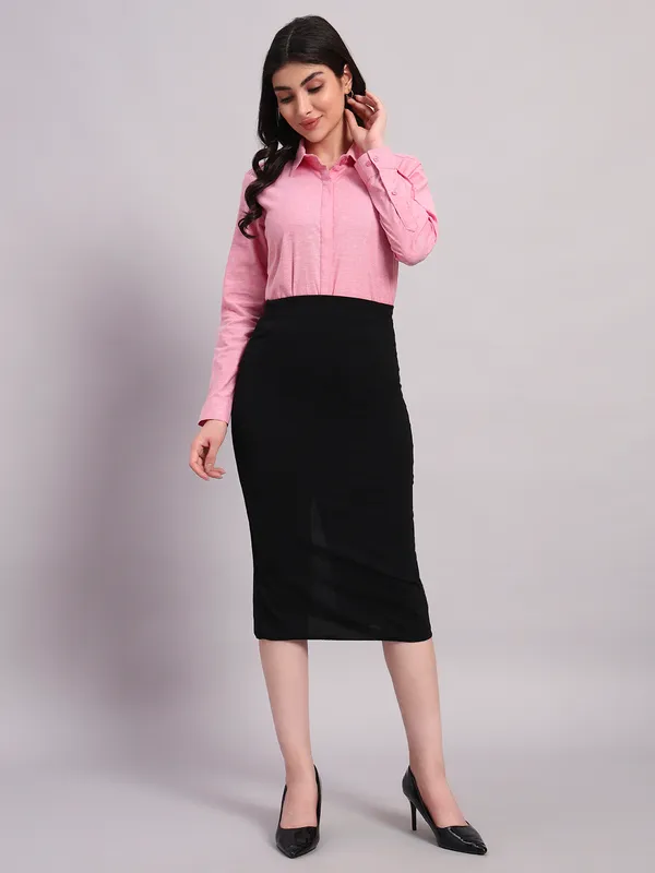 Pink_New_Slim_Fit_Spread_Collar_Formal_Shirt_For_Women