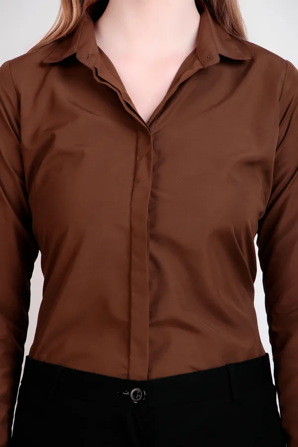Coffee_And_Brown_Regular_Fit_Solid_Spread_Collar_Full_Sleeve_Rich_Cotton_Shirt_For_Women