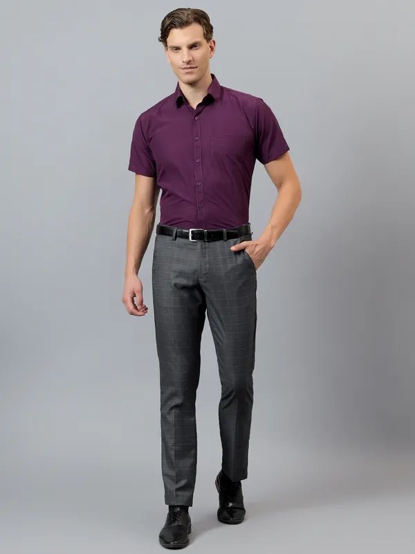 Purple_Slim_Fit_Solid_Spread_Collar_Half_Sleeve_Formal_Shirt_For_Men