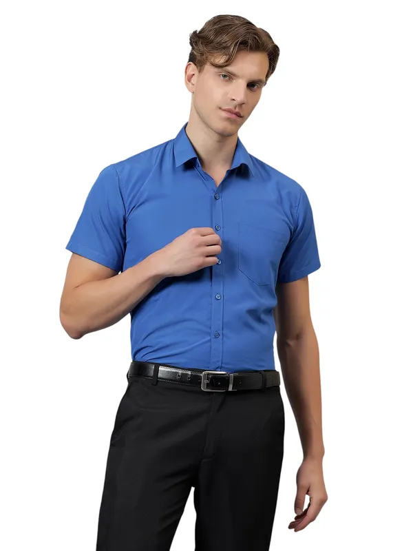 Royal_Blue_Slim_Fit_Solid_Spread_Collar_Half_Sleeve_Formal_Shirt_For_Men