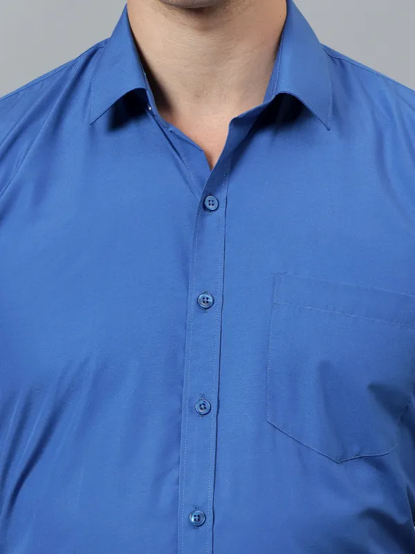 Royal_Blue_Slim_Fit_Solid_Spread_Collar_Half_Sleeve_Formal_Shirt_For_Men