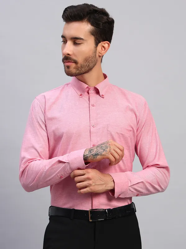 Pink_Original_Button_Down_Collar_Slim_Fit_Cotton_Formal_Shirt_For_Men