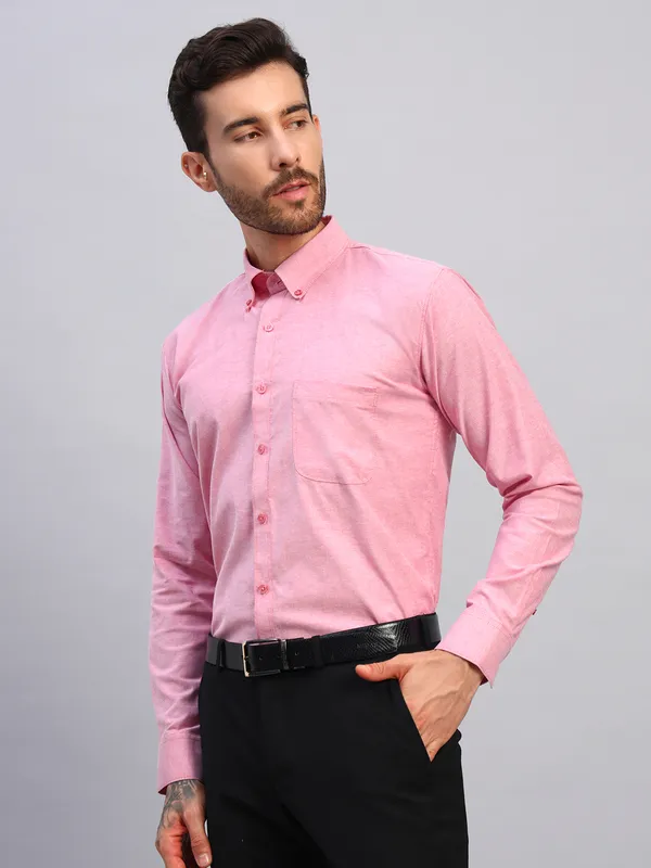 Pink_Original_Button_Down_Collar_Slim_Fit_Cotton_Formal_Shirt_For_Men