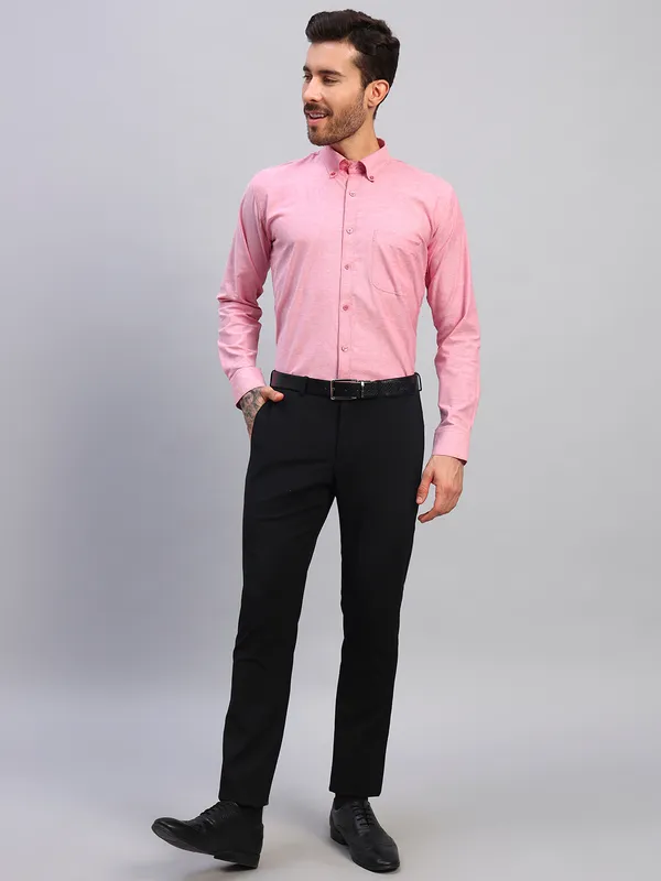 Pink_Original_Button_Down_Collar_Slim_Fit_Cotton_Formal_Shirt_For_Men