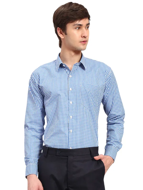 Blue_And_White_Slim_Fit_Checked_Spread_Collar_Full_Sleeve_Cotton_Formal_Shirt_For_Men