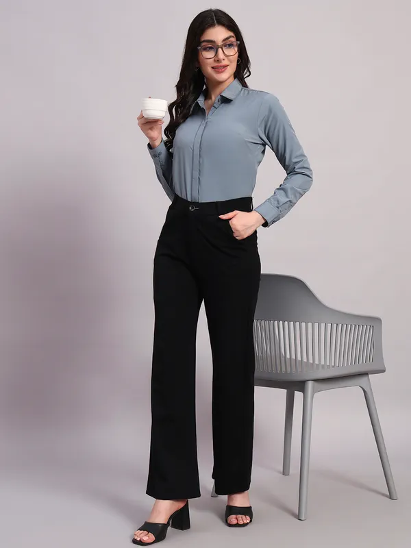 Steel_Blue_Regular_Fit_Solid_Spread_Collar_Full_Sleeve_Rich_Cotton_Shirt_For_Women