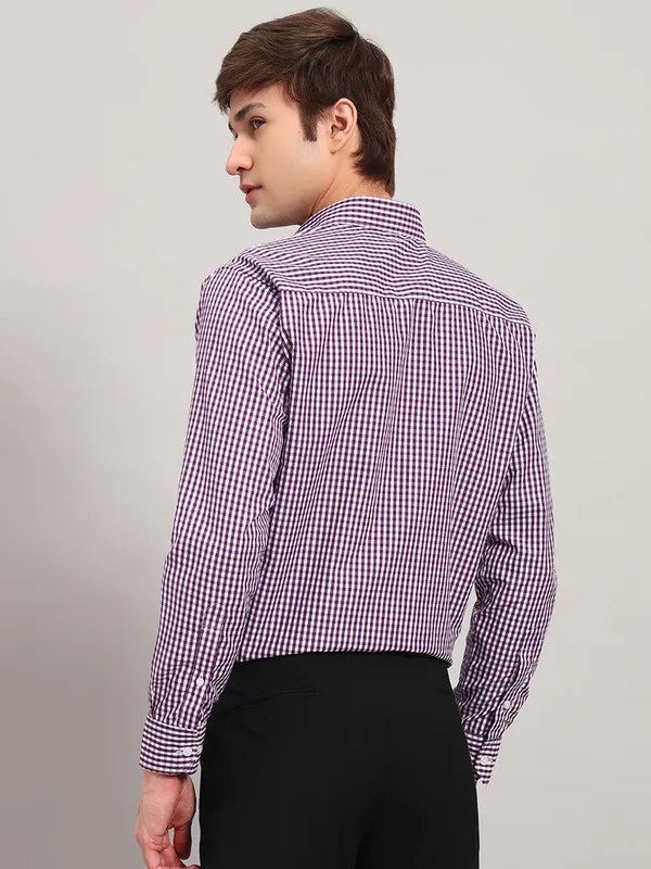 White_And_Purple_Slim_Fit_Checked_Spread_Collar_Full_Sleeve_Cotton_Formal_Shirt_For_Men