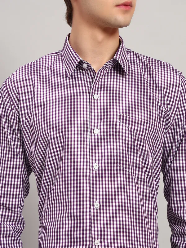 White_And_Purple_Slim_Fit_Checked_Spread_Collar_Full_Sleeve_Cotton_Formal_Shirt_For_Men