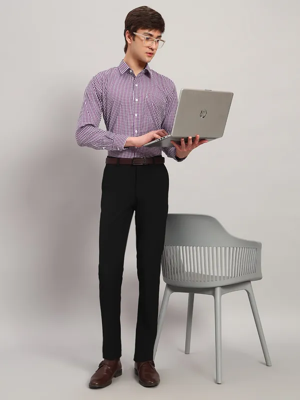 White_And_Purple_Slim_Fit_Checked_Spread_Collar_Full_Sleeve_Cotton_Formal_Shirt_For_Men